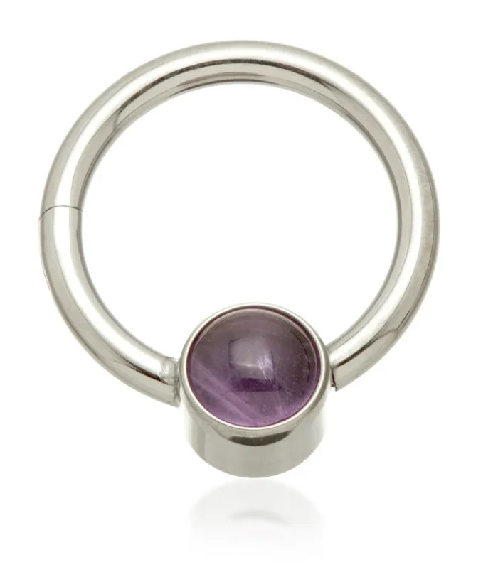 Ti Hinged Segment Ring with Amethyst Stone Disk