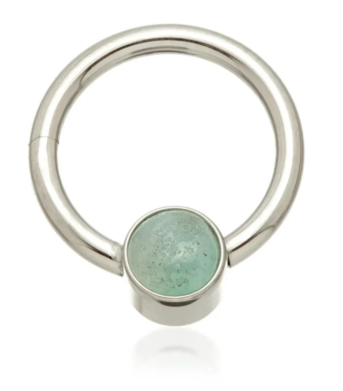 Ti Hinged Segment Ring with Aquamarine Stone Disk