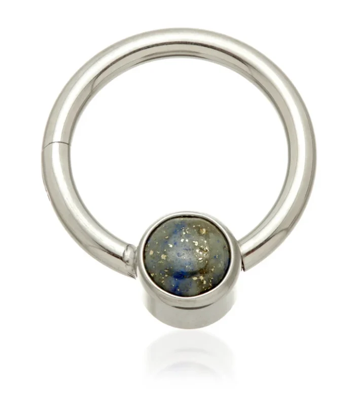 Ti Hinged Segment Ring with Lapis Stone Disk