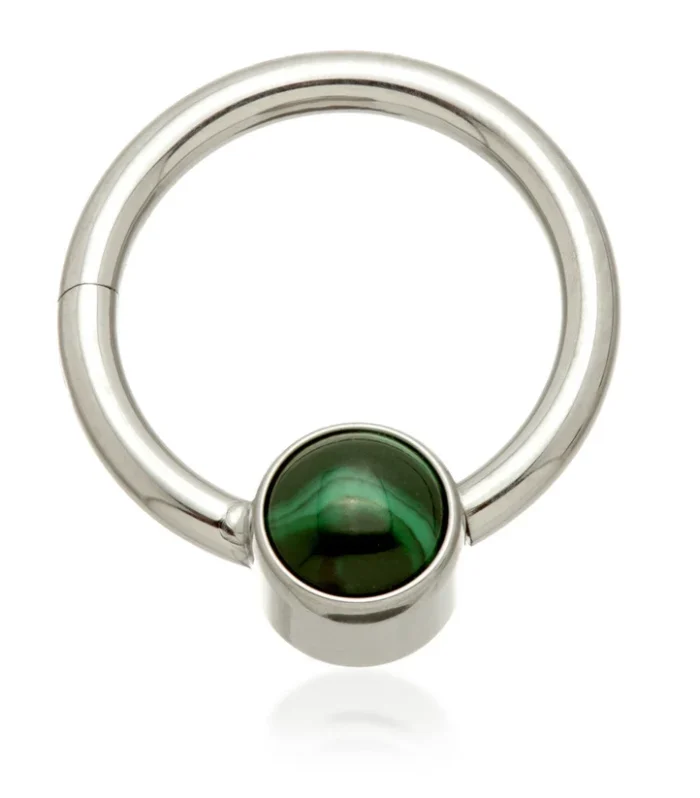 Ti Hinged Segment Ring with Malachite Stone Disk