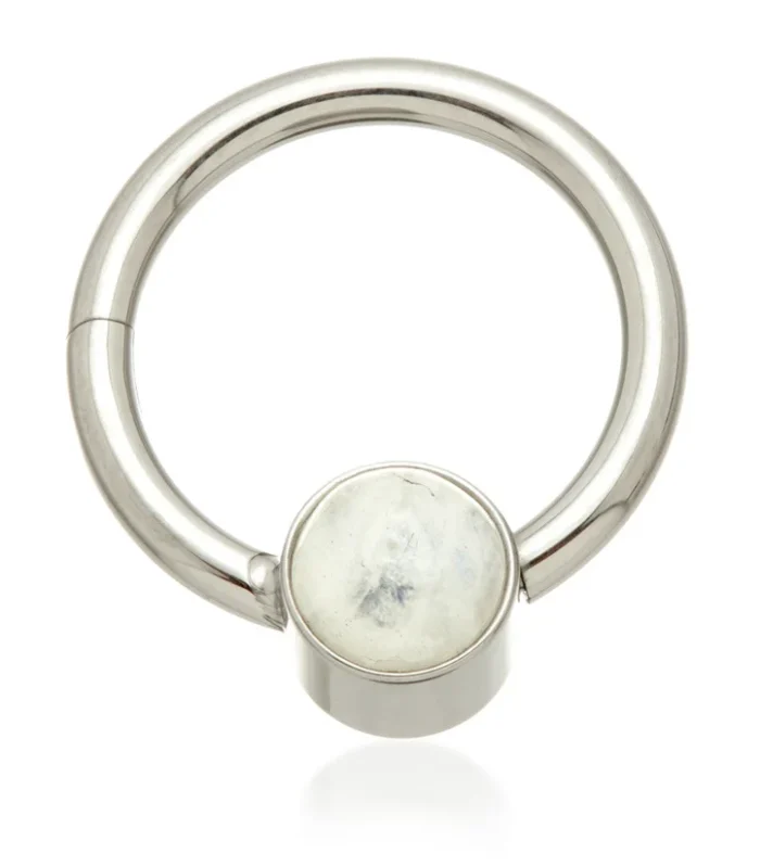 Ti Hinged Segment Ring with Moonstone Disk