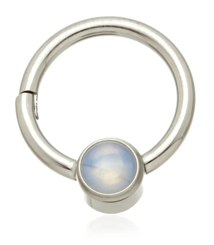 Ti Hinged Segment Ring with Opalite Stone Disk