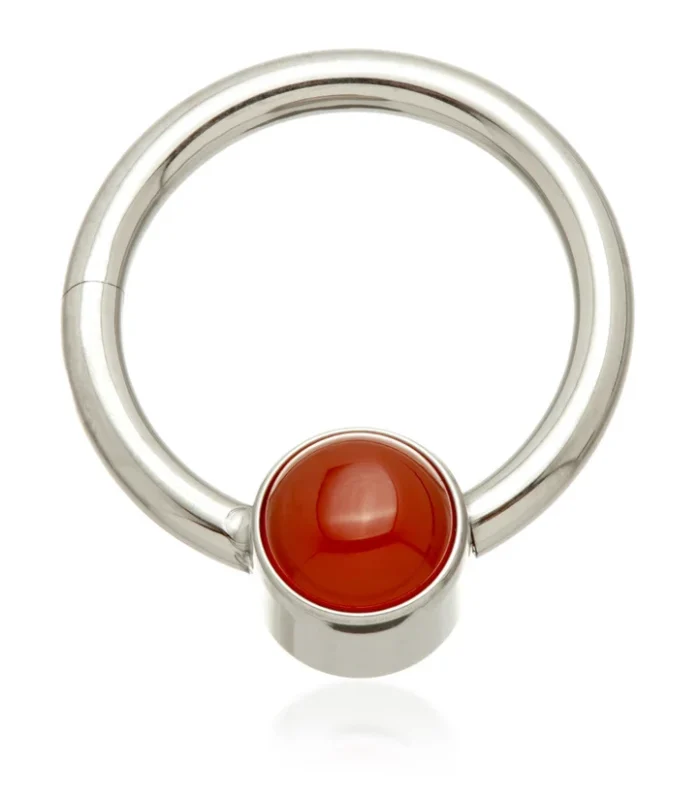 Ti Hinged Segment Ring with Red Agate Stone Disk