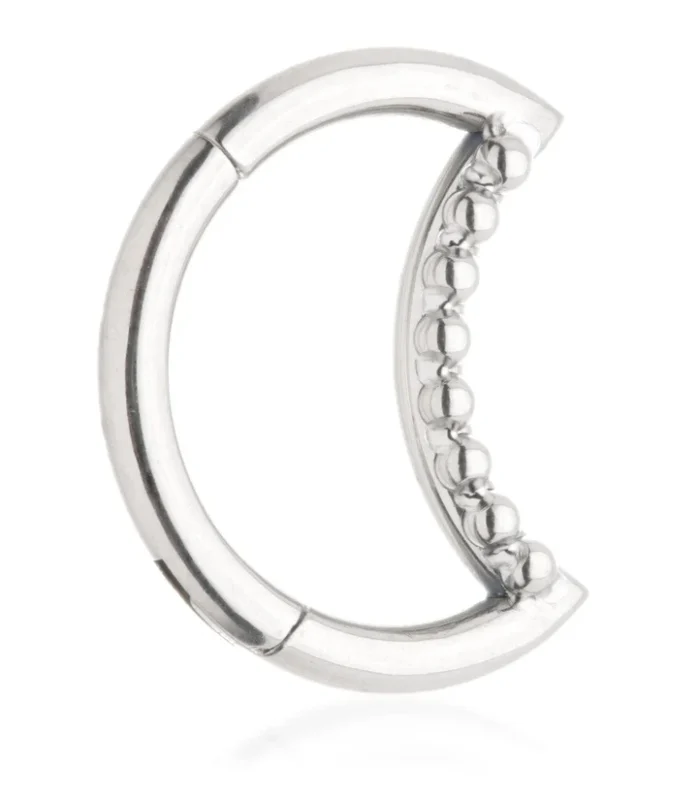 Ti Moon Shaped Millegrained Hinged Ring
