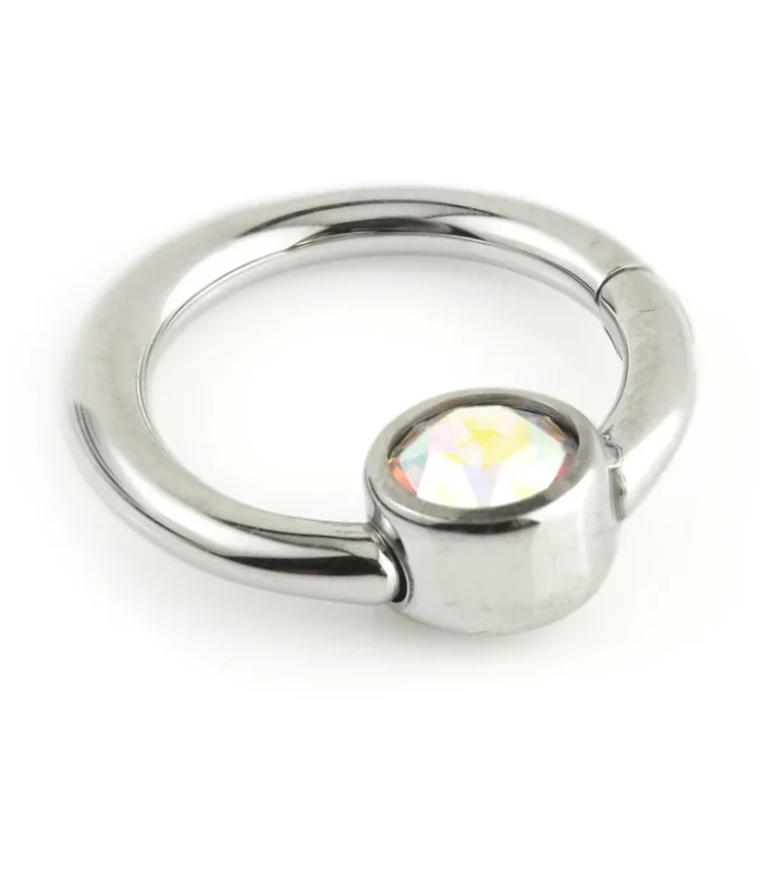 Titanium Hinge 4mm Gem Disk BCR Ring - 1.2mm