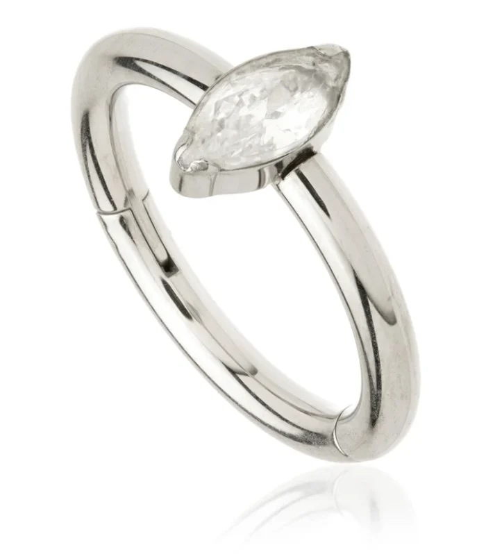 Titanium Hinged Ring with Horizontal Set Marquise