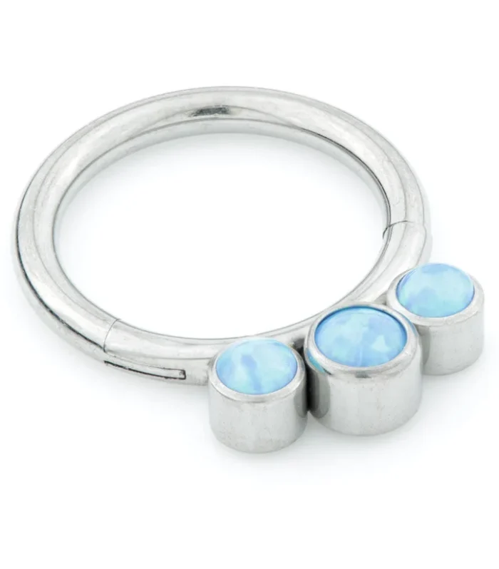 Titanium Tri Opal Hinged Segment Ring