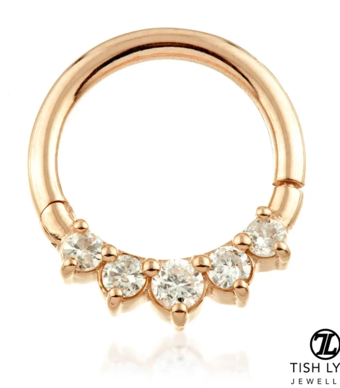 Solid 14ct Gold Front Facing Diamond Hinge Ring