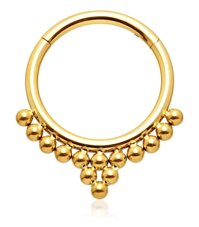 Zircon Gold Titanium Front Arrow Ball Hinged Daith Ring