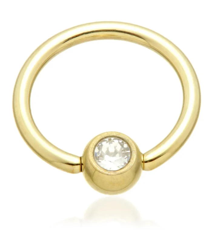 Zircon PVD Gold on Titanium BCR with Titanium Gem Ball