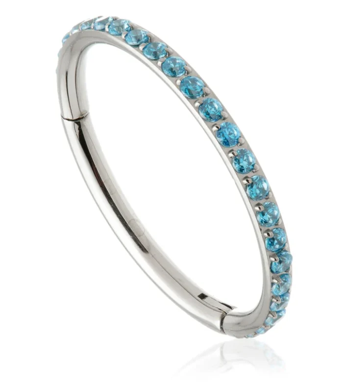 Ti Couture Full Pavé Gems Hinged Ring - 0.8mm