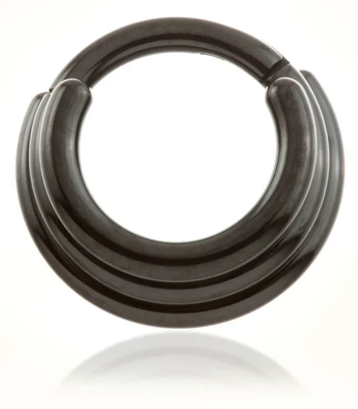 Evil Black Ti Hinged Graduated Band Ring - 1.2mm