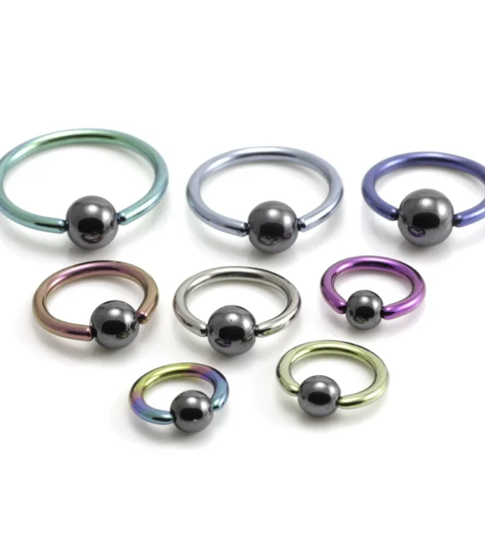 Titanium BCR with Hematite Bead UK Made