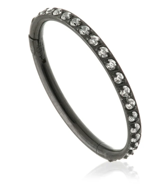 Evil Black Ti Couture Full Pavé Gems Hinged Ring
