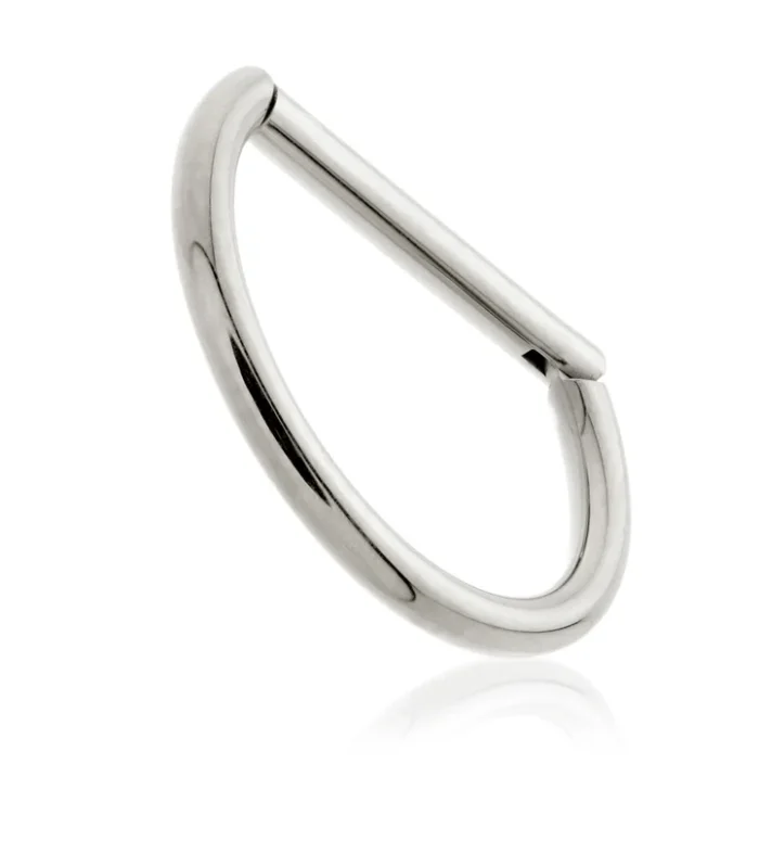 Titanium Plain D Shape Hinged Ring