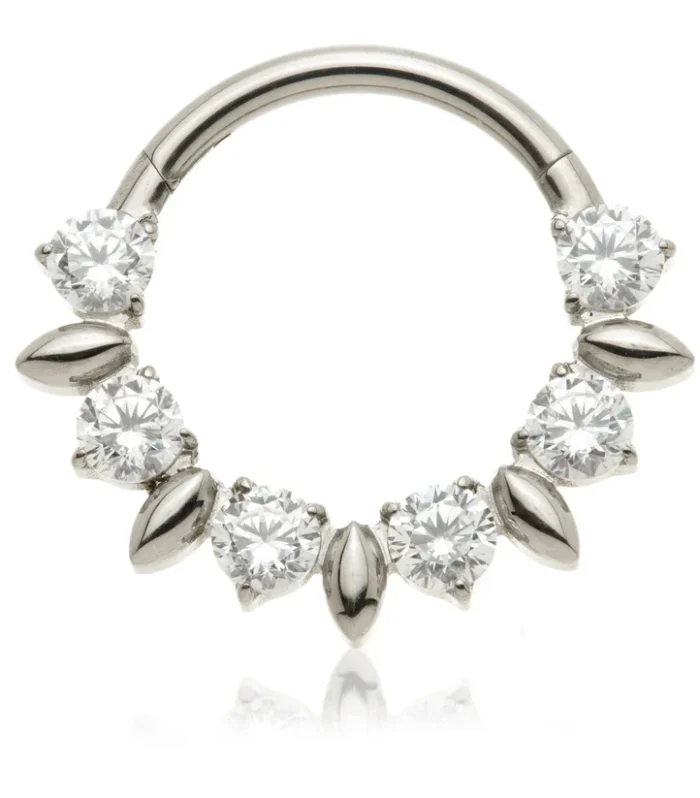 Titanium Jewelled Multi Shape Hinged Daith / Septum Ring