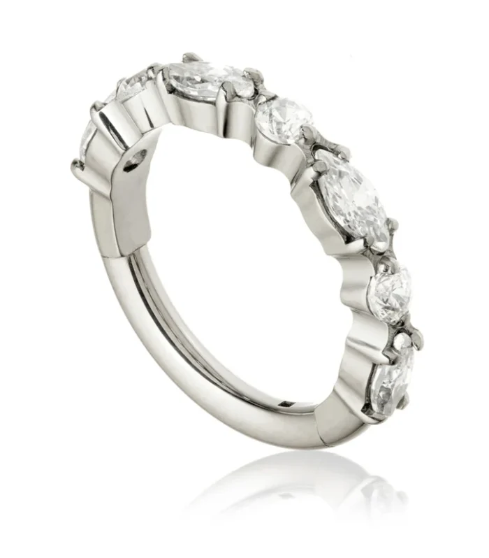 Titanium Jewelled Prong & Marquise Hinged Ring