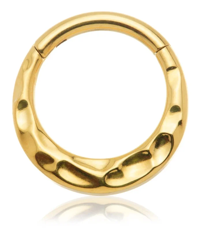Zircon Gold Ti Couture Front Facing Hammered Hinged Ring