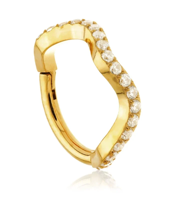 Zircon Gold Ti Couture Curved Pavé Hinge Ring