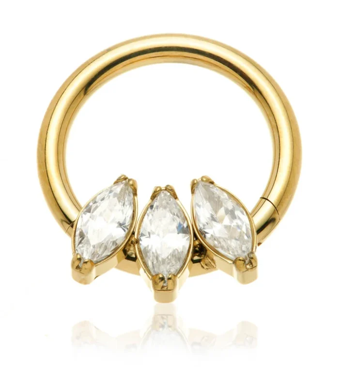 Zircon Gold Ti Couture Forward Facing Triple Marquise Ring