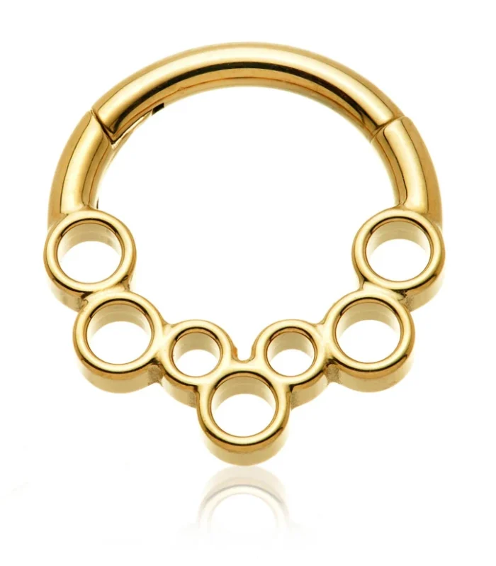 Zircon Gold Titanium Open Chain Hinged Ring
