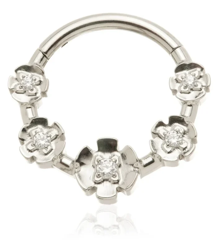 Ti Couture Flower Cluster Hinge Ring