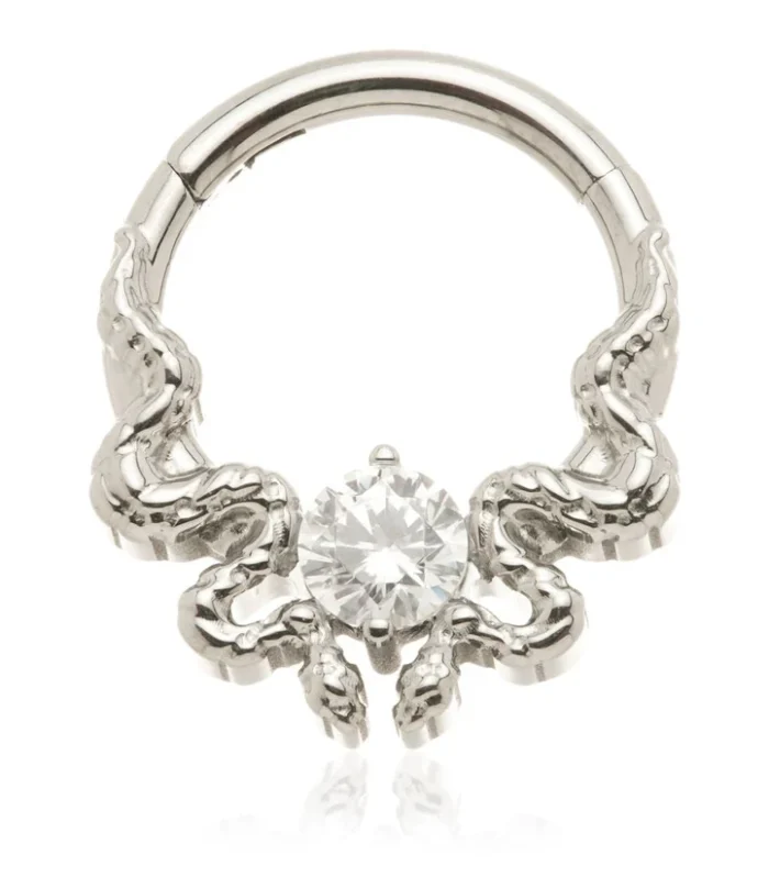 Ti Couture Dual Snake Gem Hinged Ring