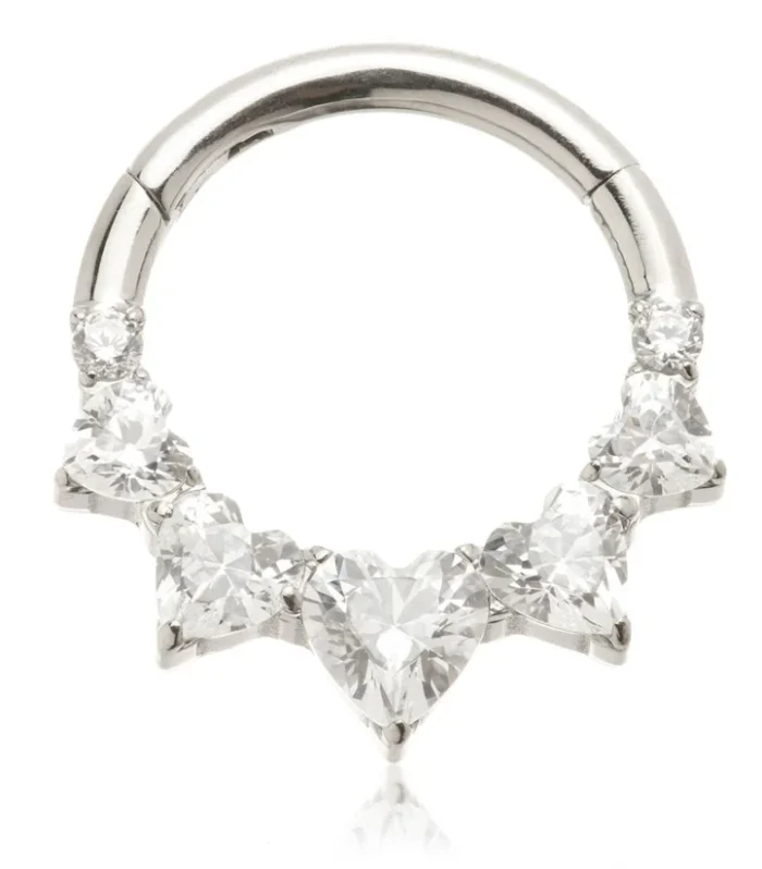 Ti Couture Forward Facing Gem Heart Hinge Ring
