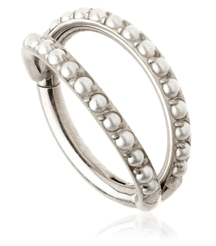 Ti Couture Double Pearl Band Hinged Ring
