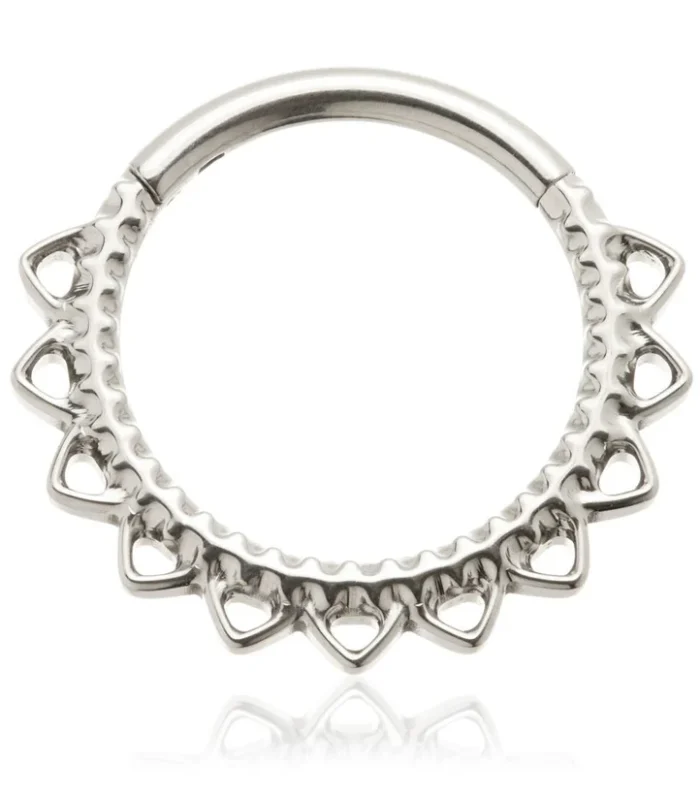 Ti Couture Beaded Open Petal Hinged Ring