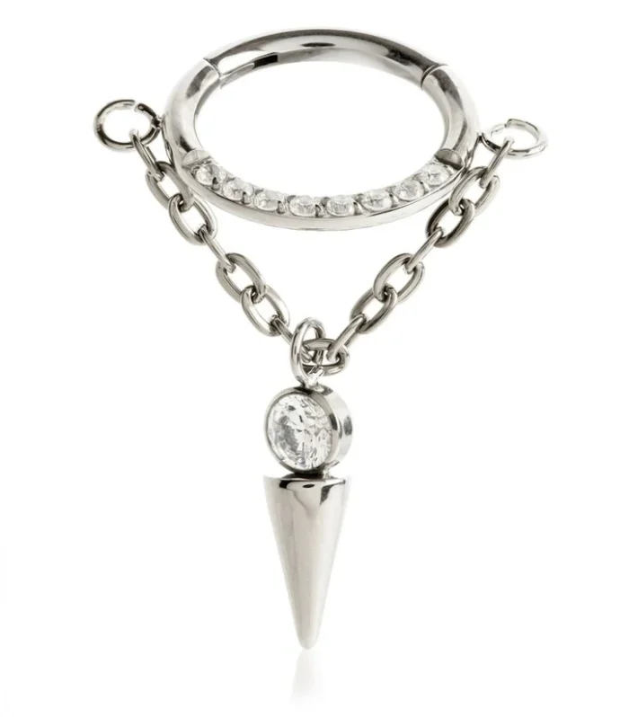Ti Couture Bezel Gem Cone Hinged Ring