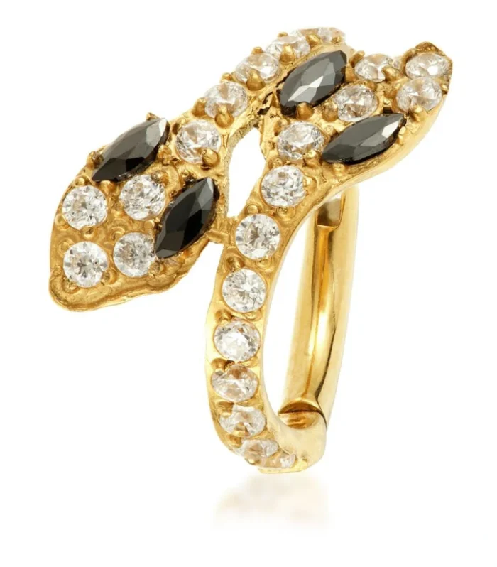 Zircon Gold Ti Couture Double Headed Snake Gem Hinge Ring